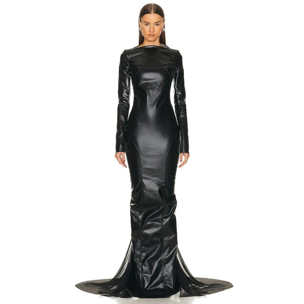 Rick Owens Al Column Dress Black Long Sleeve
